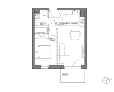 Plan 2 pok. 39m²
