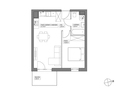 Plan 2 pok. 39m²