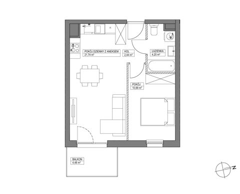 Plan 2 pok. 39m²