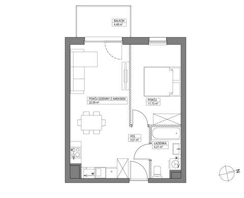 Plan 2 pok. 42m²