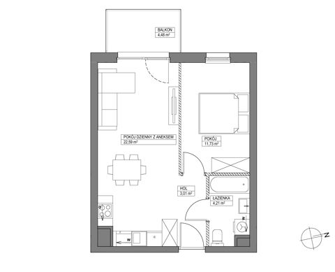 Plan 2 pok. 42m²