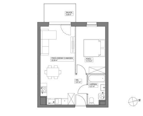 Plan 2 pok. 42m²