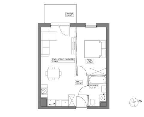 Plan 2 pok. 42m²
