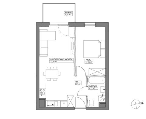 Plan 2 pok. 42m²