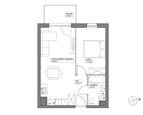 Plan 2 pok. 42m²