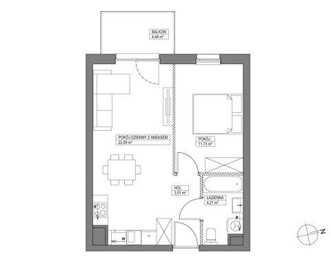 Plan 2 pok. 42m²