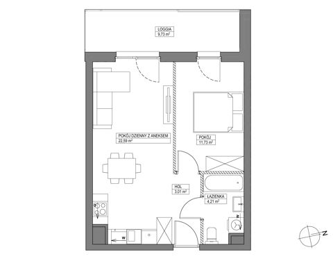 Plan 2 pok. 42m²