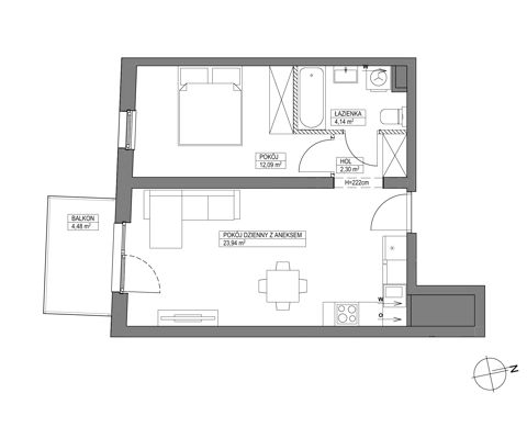 Plan 2 pok. 42m²