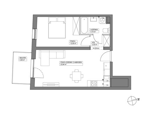 Plan 2 pok. 42m²