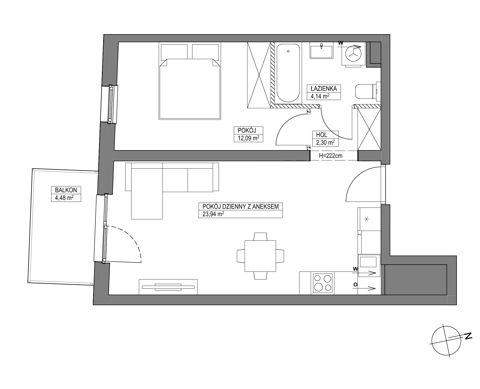 Plan 2 pok. 42m²