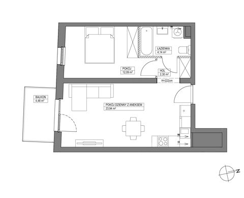 Plan 2 pok. 42m²