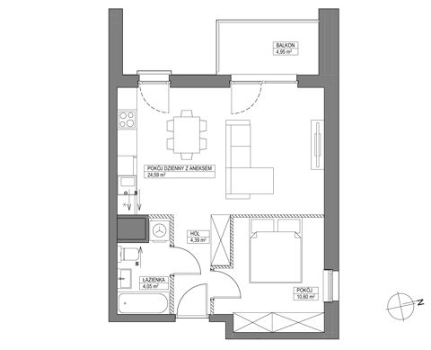 Plan 2 pok. 44m²