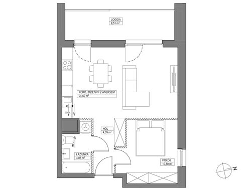 Plan 2 pok. 44m²