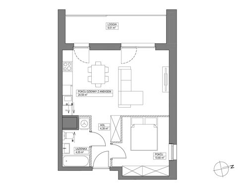 Plan 2 pok. 44m²