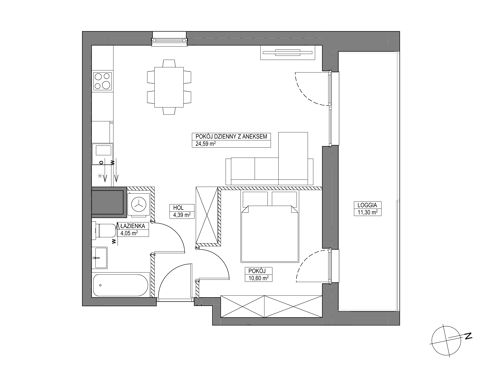 Plan 2 pok. 44m²