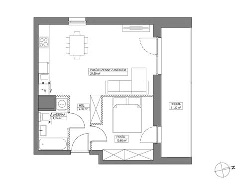 Plan 2 pok. 44m²