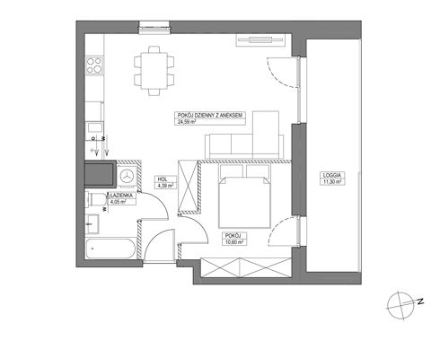 Plan 2 pok. 44m²