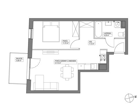 Plan 2 pok. 45m²