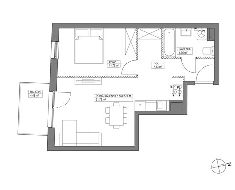 Plan 2 pok. 45m²