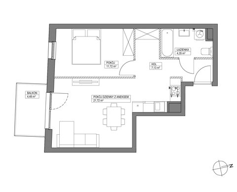 Plan 2 pok. 45m²