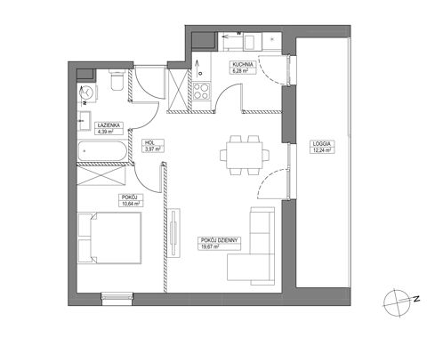 Plan 2 pok. 45m²