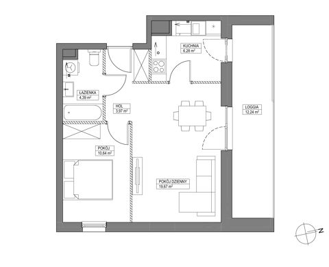 Plan 2 pok. 45m²