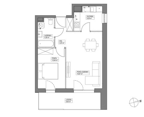 Plan 2 pok. 45m²
