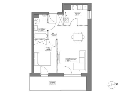 Plan 2 pok. 45m²