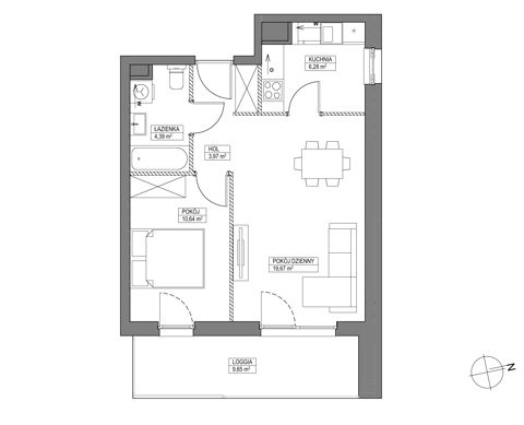 Plan 2 pok. 45m²