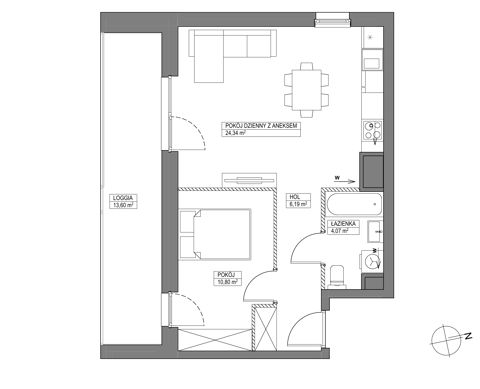 Plan 2 pok. 45m²