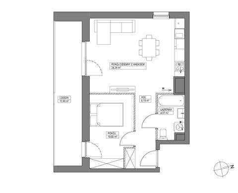 Plan 2 pok. 45m²