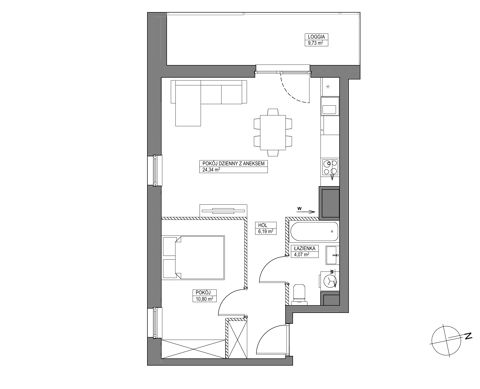 Plan 2 pok. 45m²