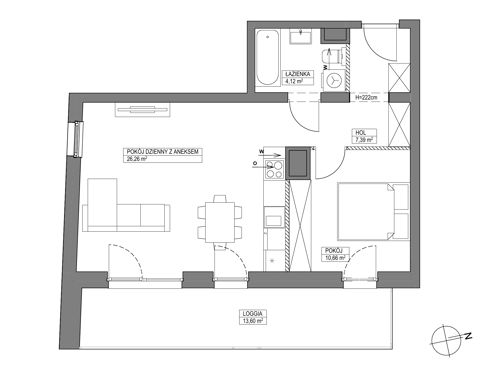 Plan 2 pok. 48m²
