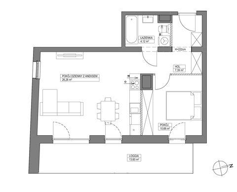 Plan 2 pok. 48m²