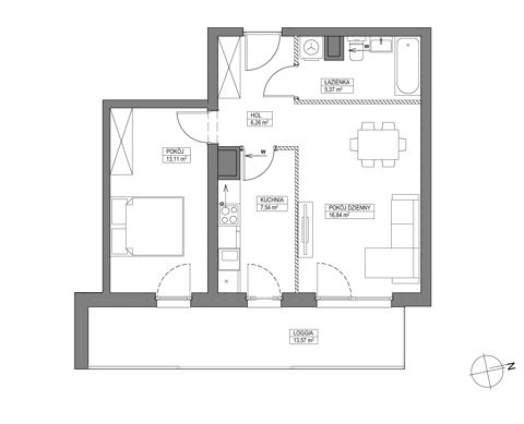 Plan 2 pok. 49m²