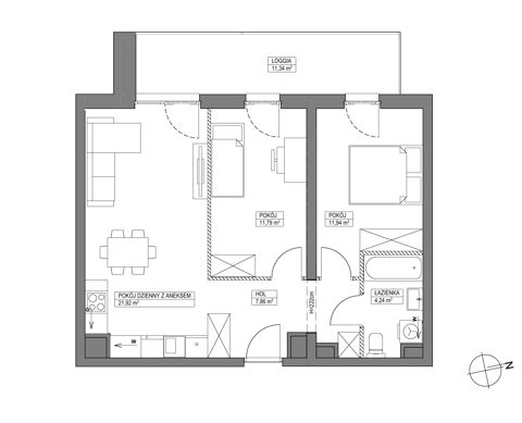 Plan 3 pok. 58m²