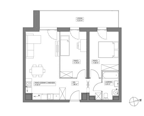 Plan 3 pok. 58m²