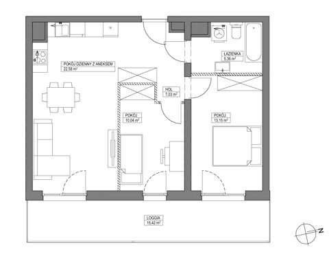 Plan 3 pok. 58m²
