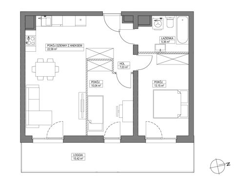 Plan 3 pok. 58m²