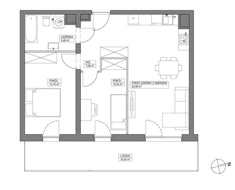 Plan 3 pok. 58m²