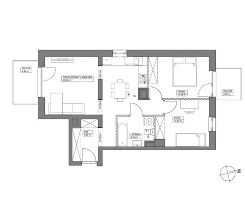 Plan 3 pok. 60m²