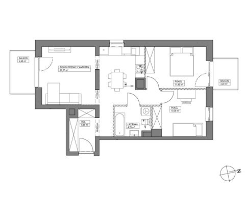 Plan 3 pok. 60m²