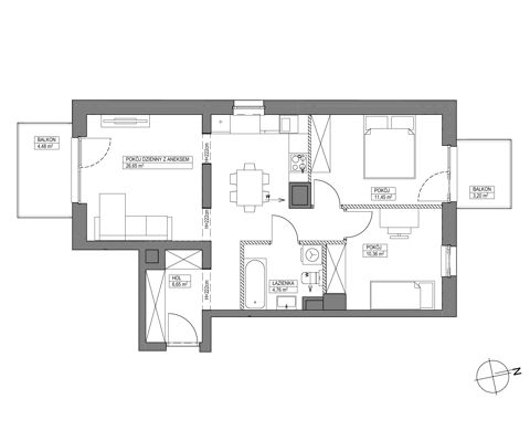 Plan 3 pok. 60m²
