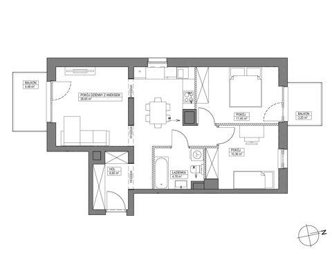 Plan 3 pok. 60m²