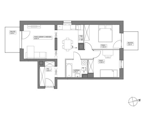 Plan 3 pok. 60m²