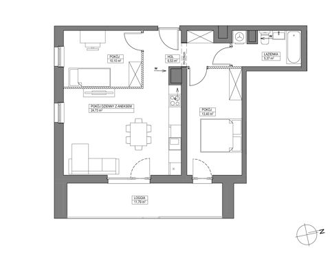 Plan 3 pok. 60m²