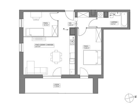 Plan 3 pok. 60m²