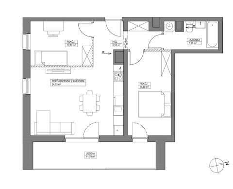 Plan 3 pok. 60m²