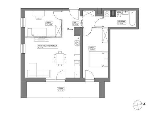 Plan 3 pok. 60m²