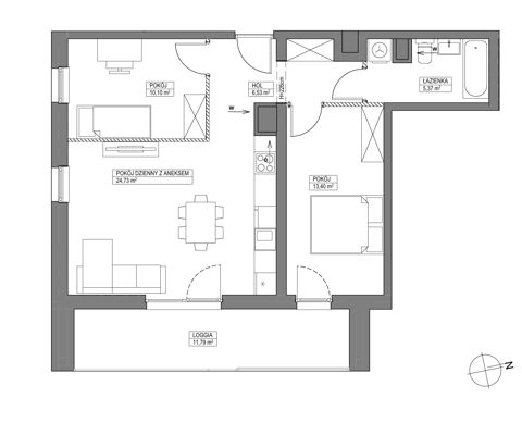 Plan 3 pok. 60m²